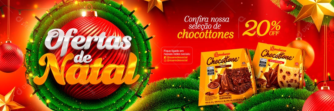 Banner Confira Nossa Seleção De Chocottones Ofertas De Natal Social Media PSD Editável
