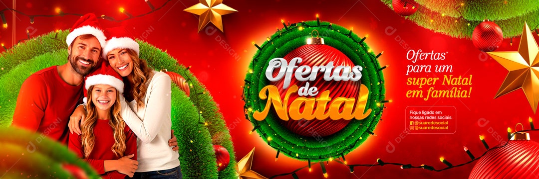 Social Media Banner Ofertas De Natal Super Natal Em Família PSD Editável