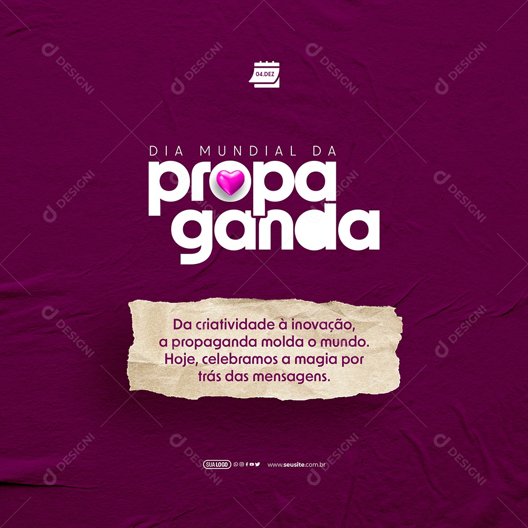 Dia Mundial da Propaganda 04 de Dezembro da Criatividade a Inovação Social Media PSD Editável
