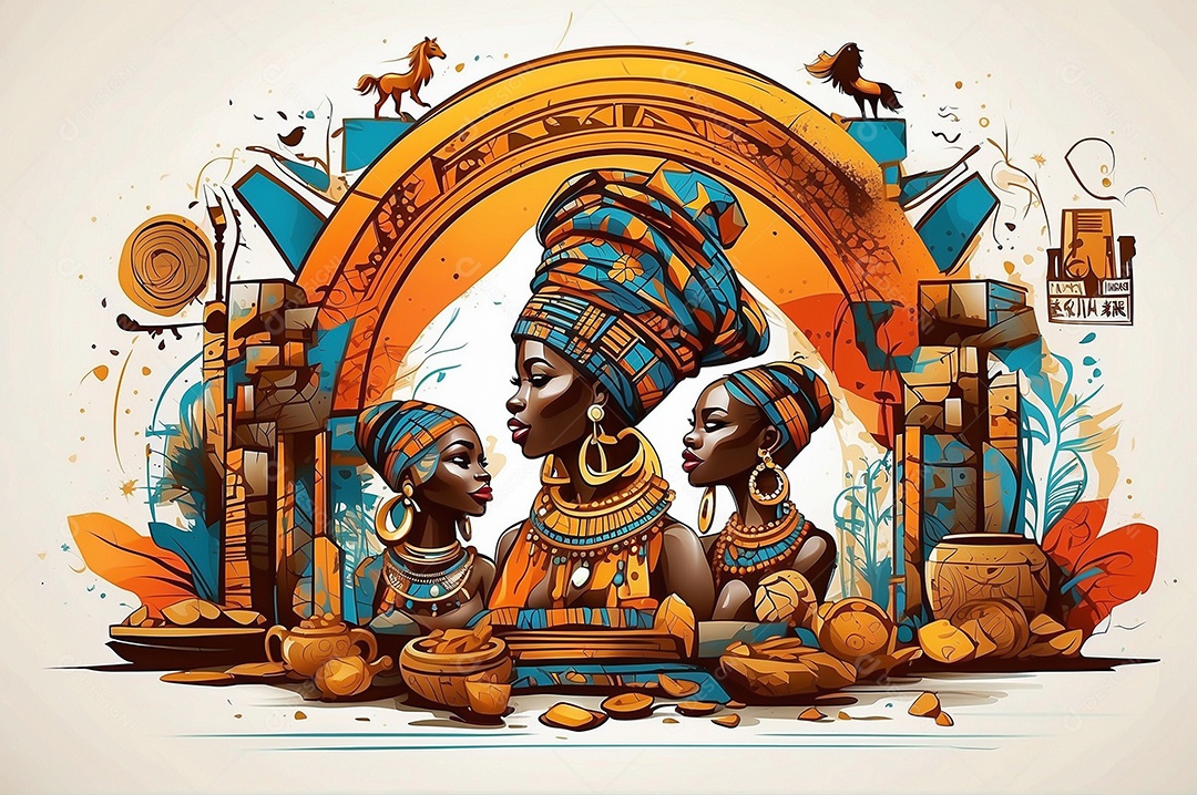 Imagem do mês da história negra com pessoas cultura africana IA generativa