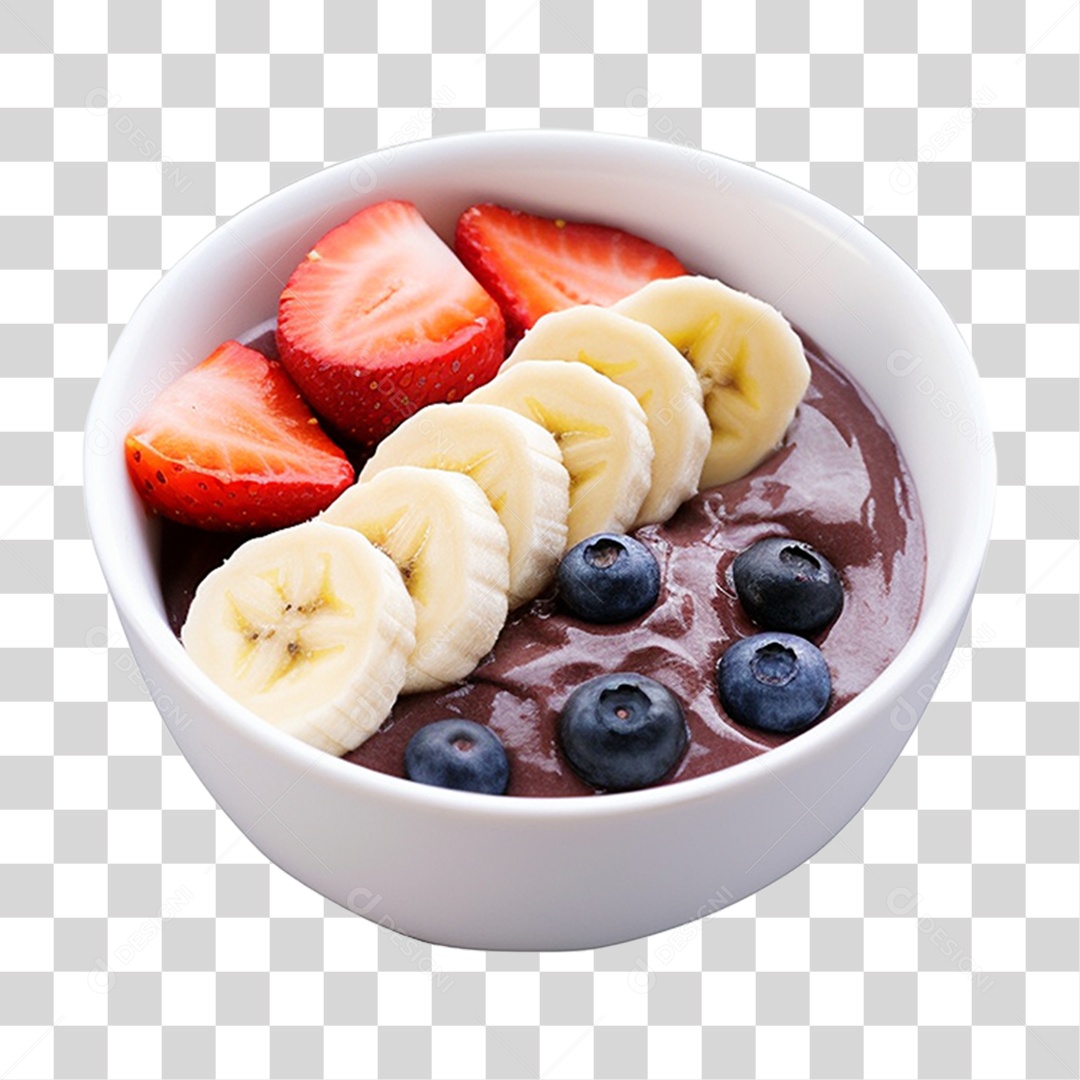 Pote de Açaí com Frutas PNG Transparente