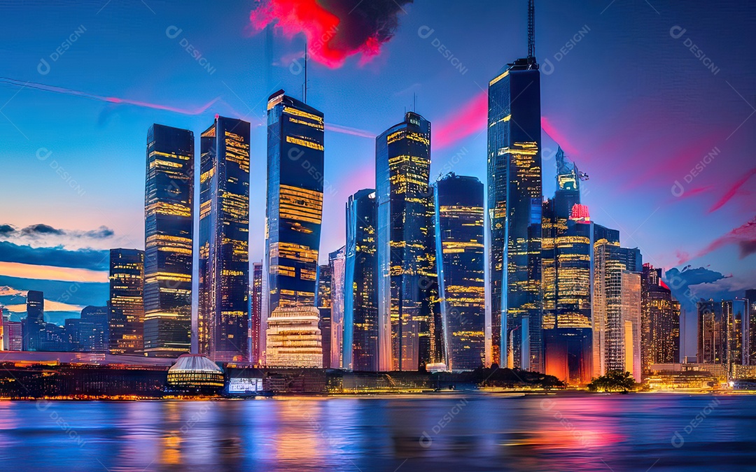 Cidade com arranha céus escala generativa de baixa resolução