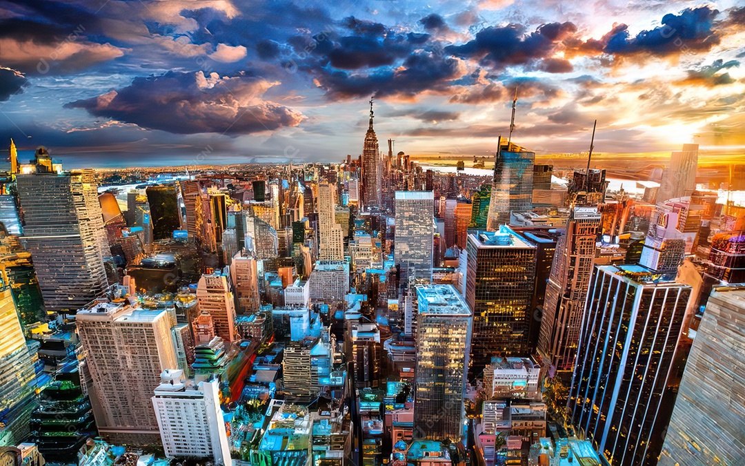 Cidade com arranha céus escala generativa de baixa resolução