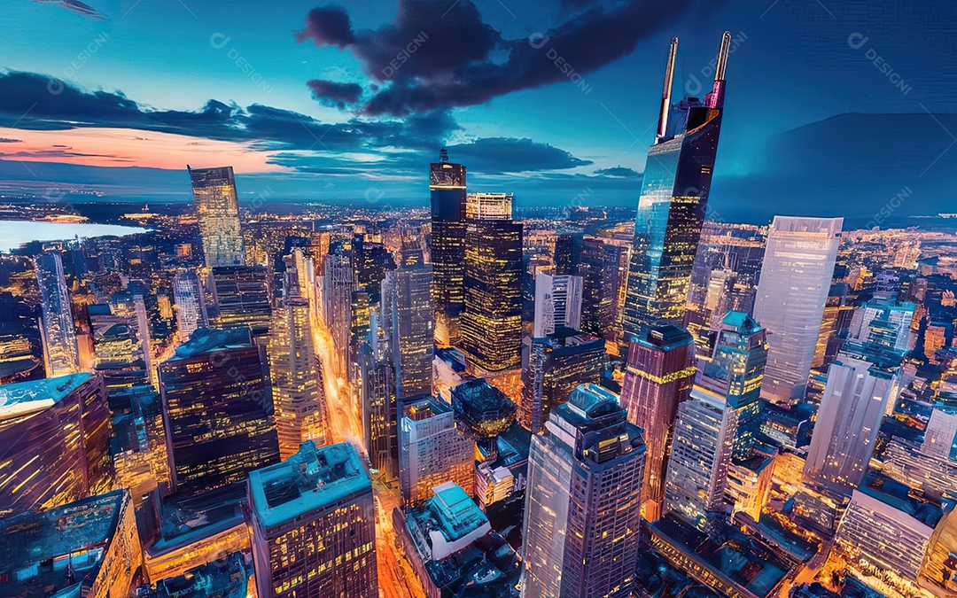 Cidade com arranha céus escala generativa de baixa resolução