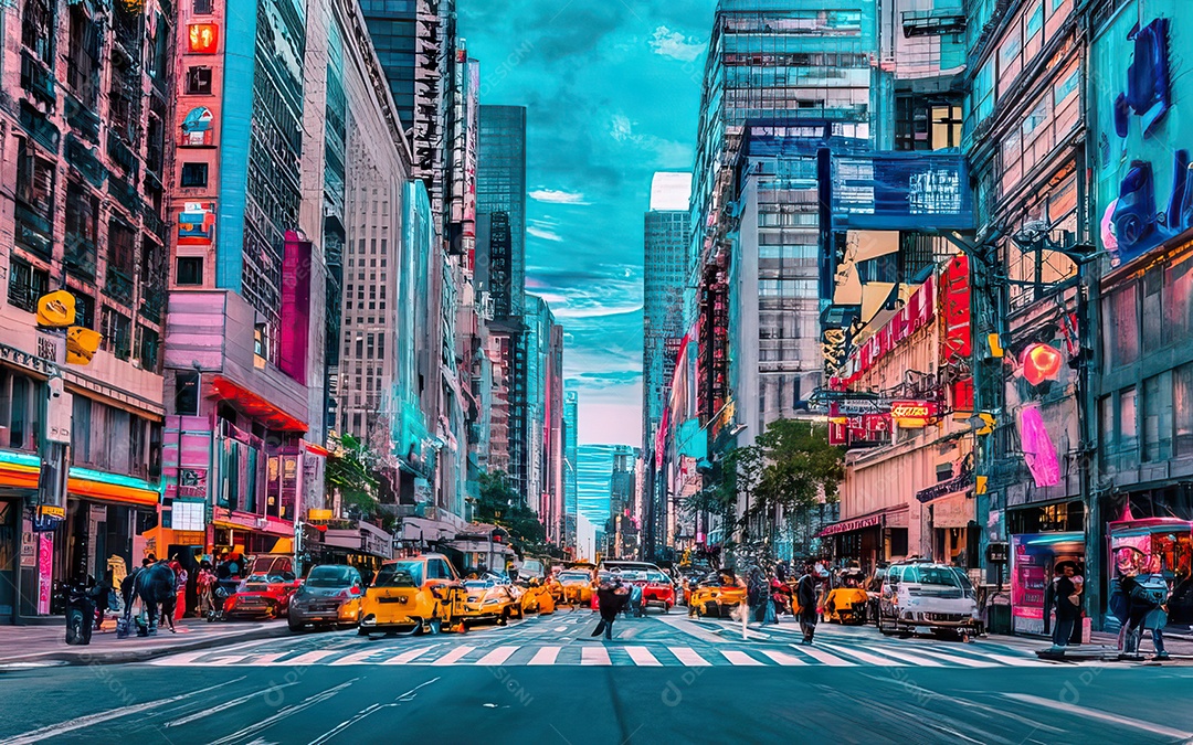 Cidade com arranha céus escala generativa de baixa resolução