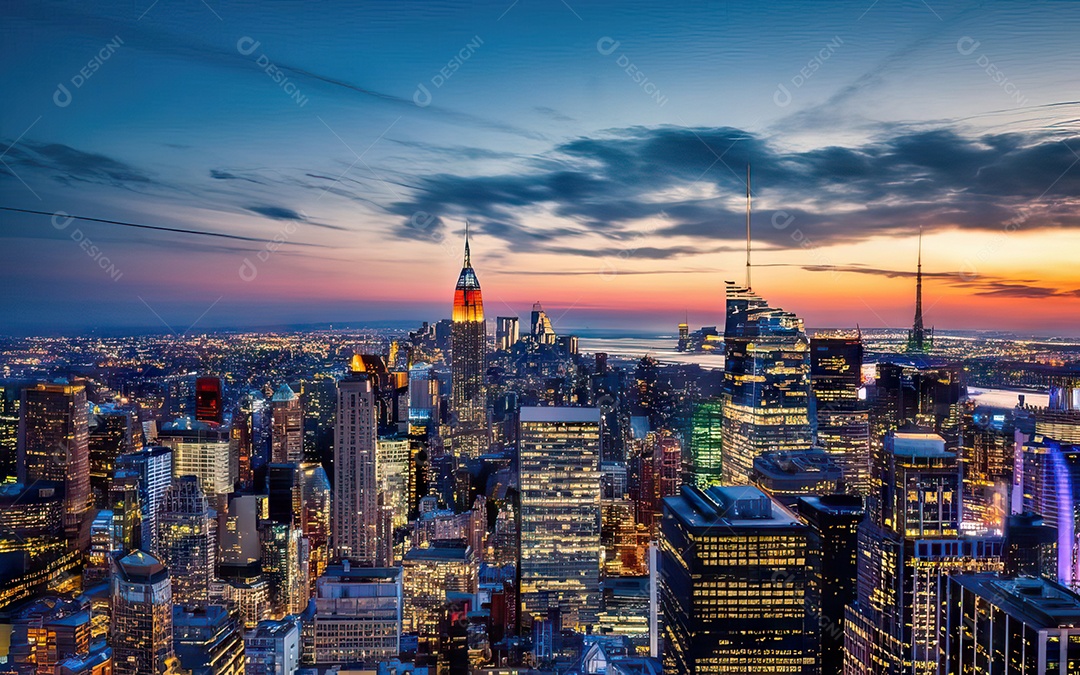 Cidade com arranha céus escala generativa de baixa resolução