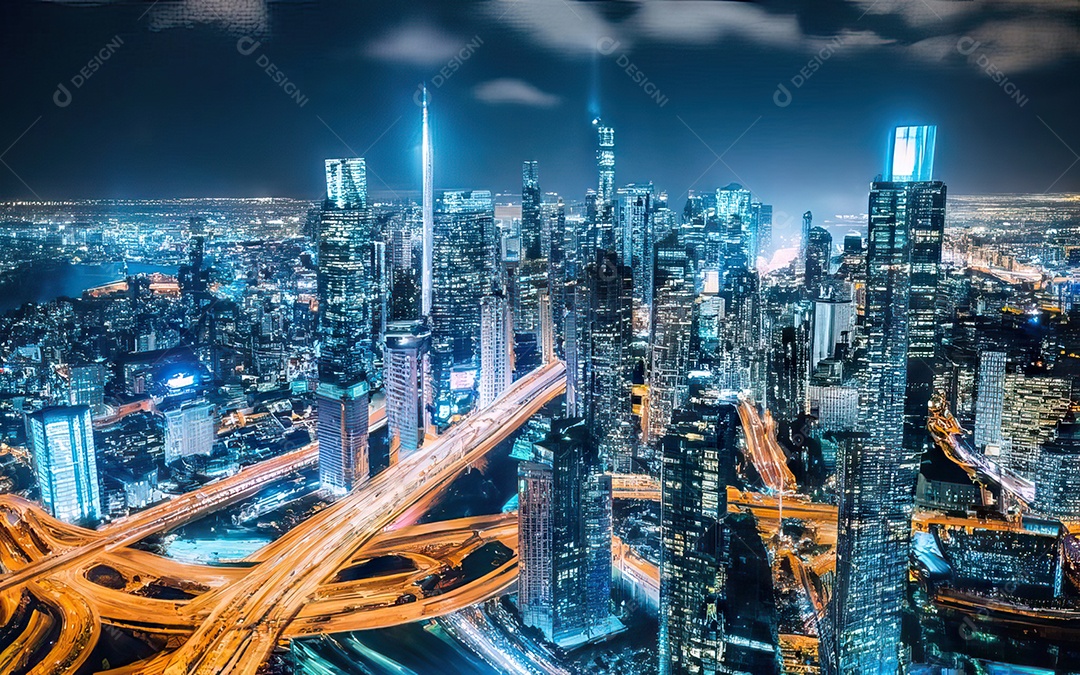 Cidade com arranha céus escala generativa de baixa resolução