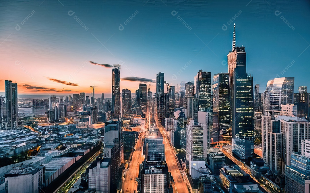 Cidade com arranha céus escala generativa de baixa resolução