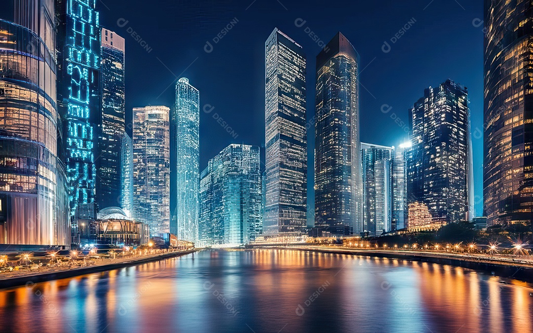 Cidade com arranha céus escala generativa de baixa resolução