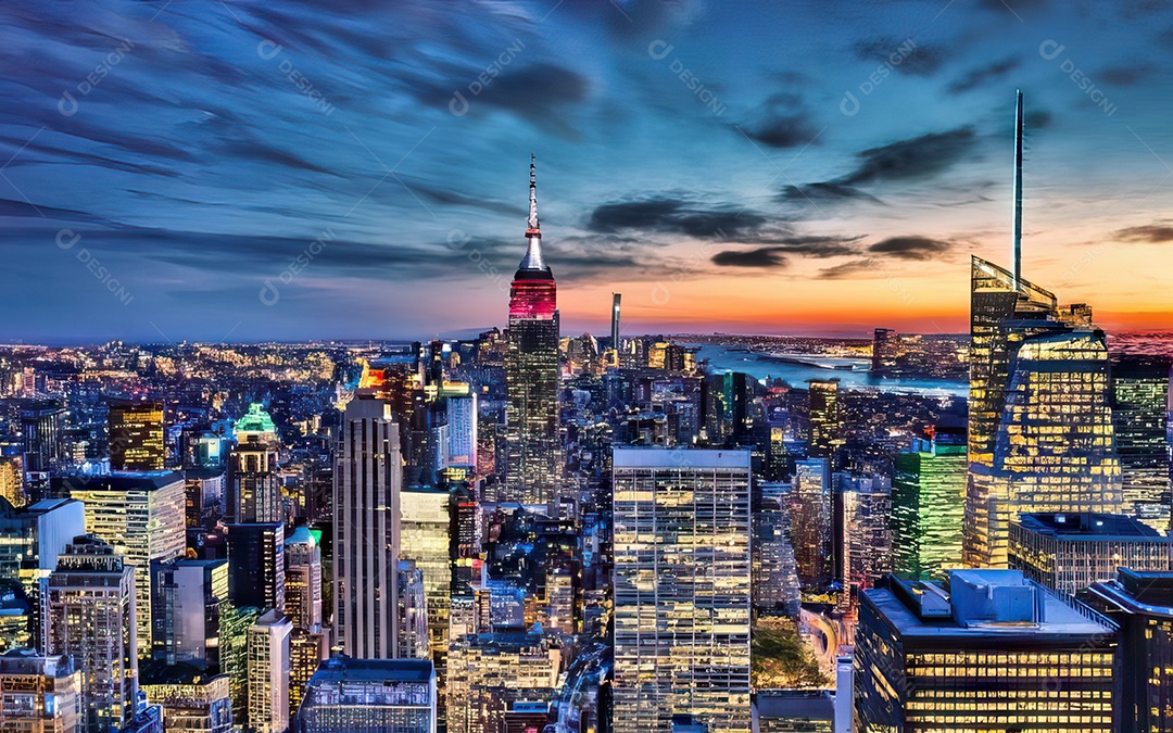 Cidade com arranha céus escala generativa de baixa resolução