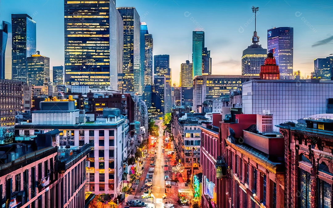 Cidade com arranha céus escala generativa de baixa resolução