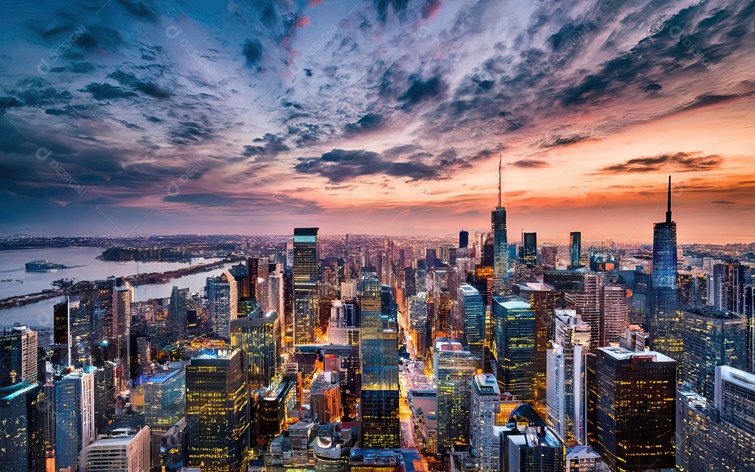 Cidade com arranha céus escala generativa de baixa resolução