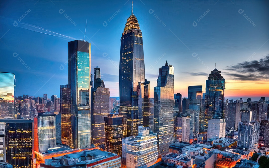 Cidade com arranha céus escala generativa de baixa resolução