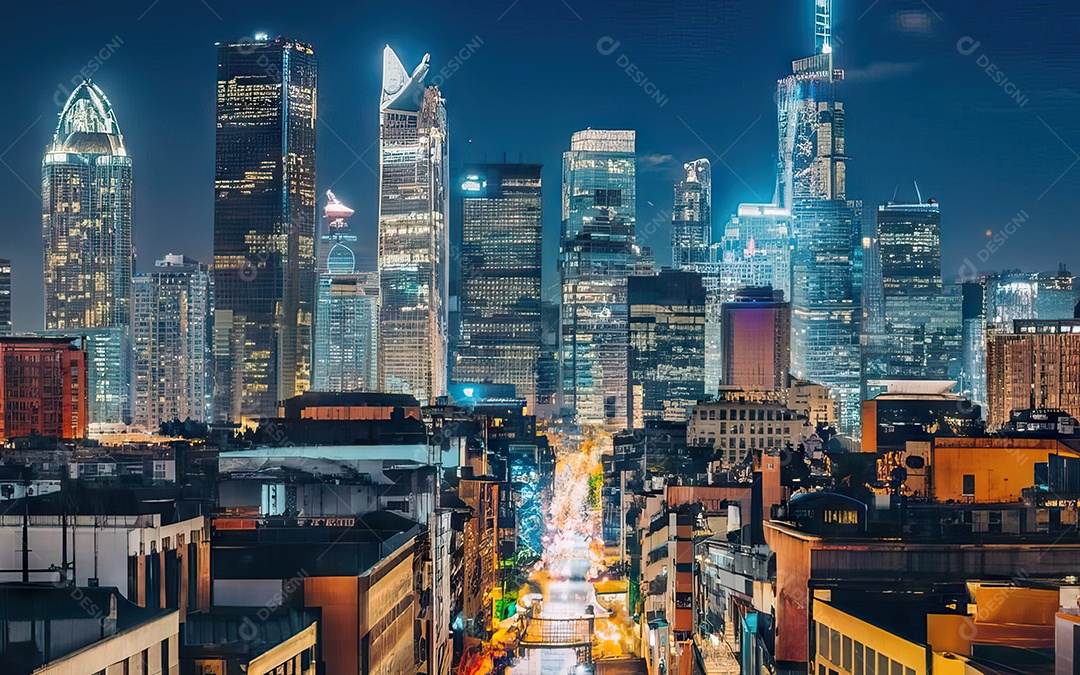 Cidade com arranha céus escala generativa de baixa resolução