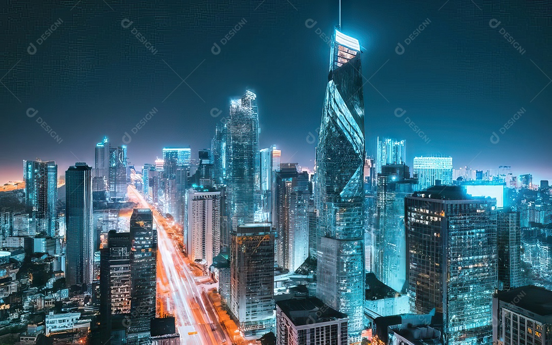 Cidade com arranha céus escala generativa de baixa resolução