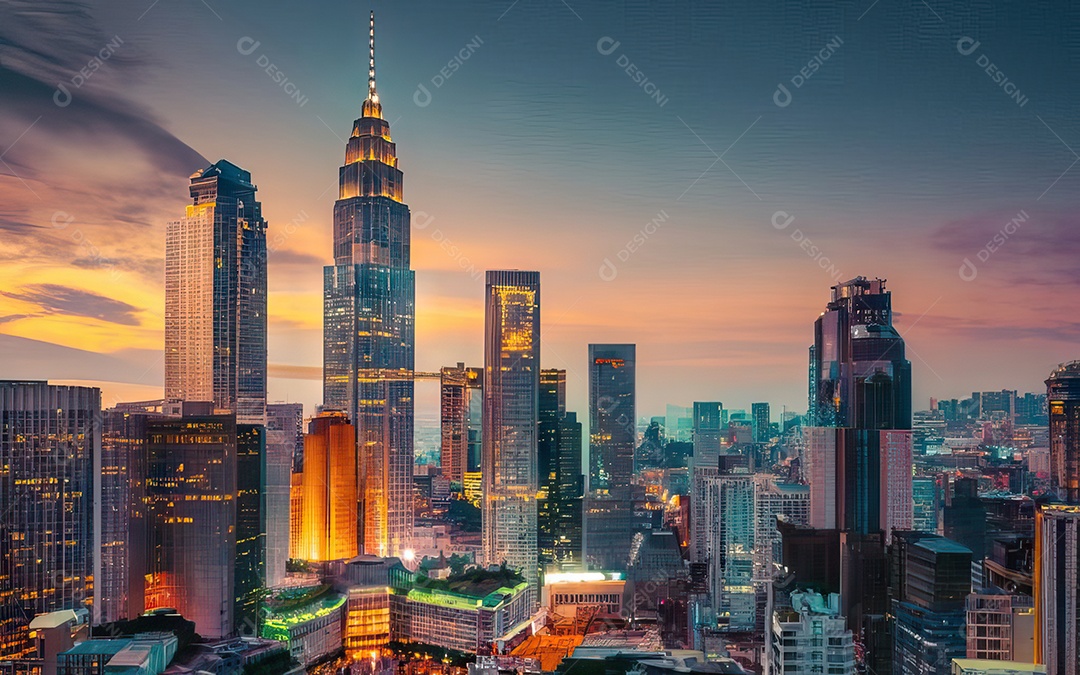 Cidade com arranha céus escala generativa de baixa resolução