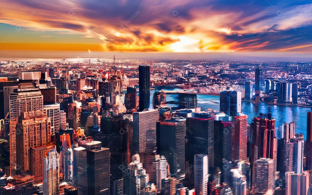 Cidade com arranha céus escala generativa de baixa resolução