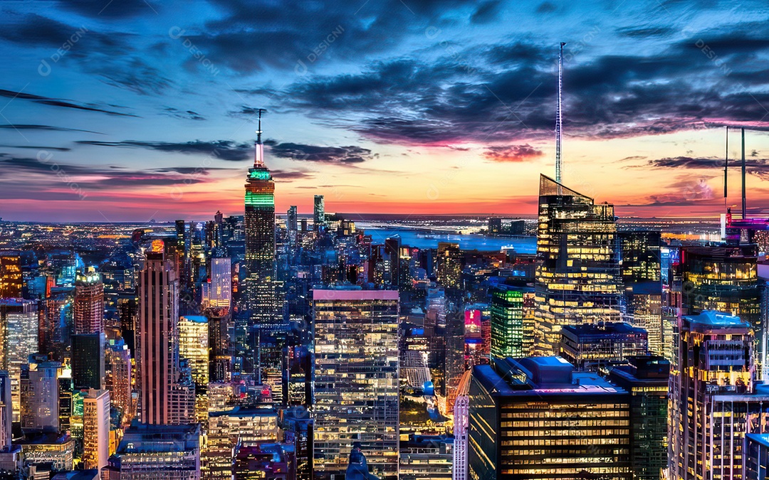 Cidade com arranha céus escala generativa de baixa resolução