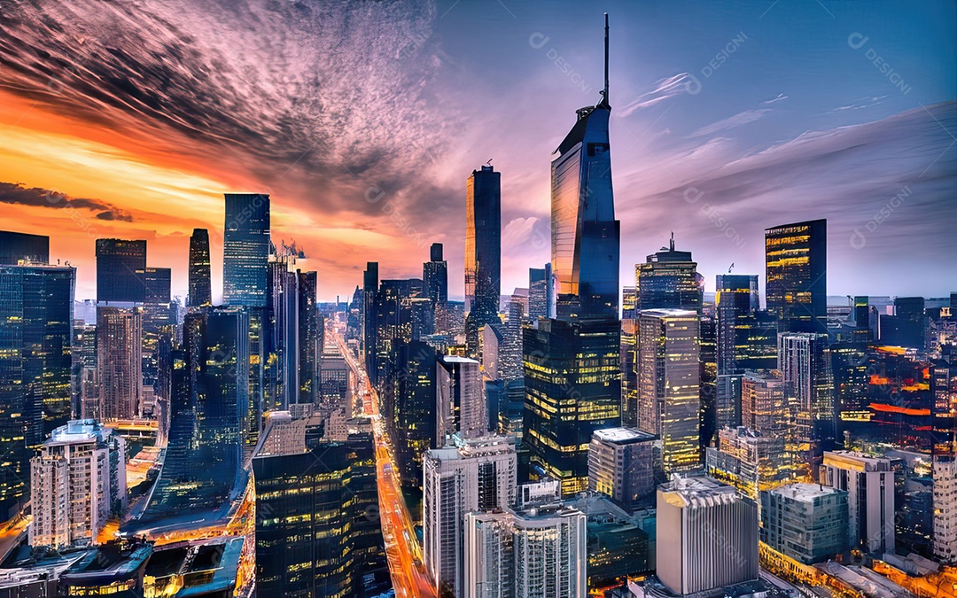 Cidade com arranha céus escala generativa de baixa resolução