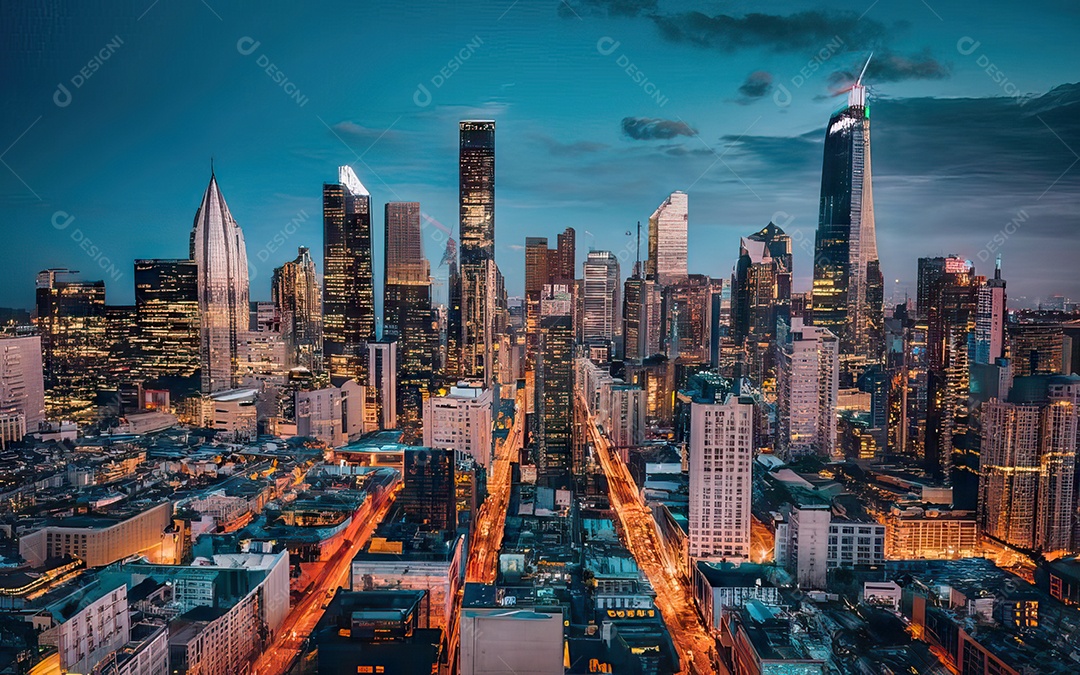 Cidade com arranha céus escala generativa de baixa resolução