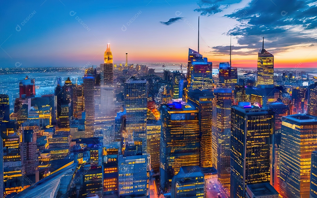 Cidade com arranha céus escala generativa de baixa resolução