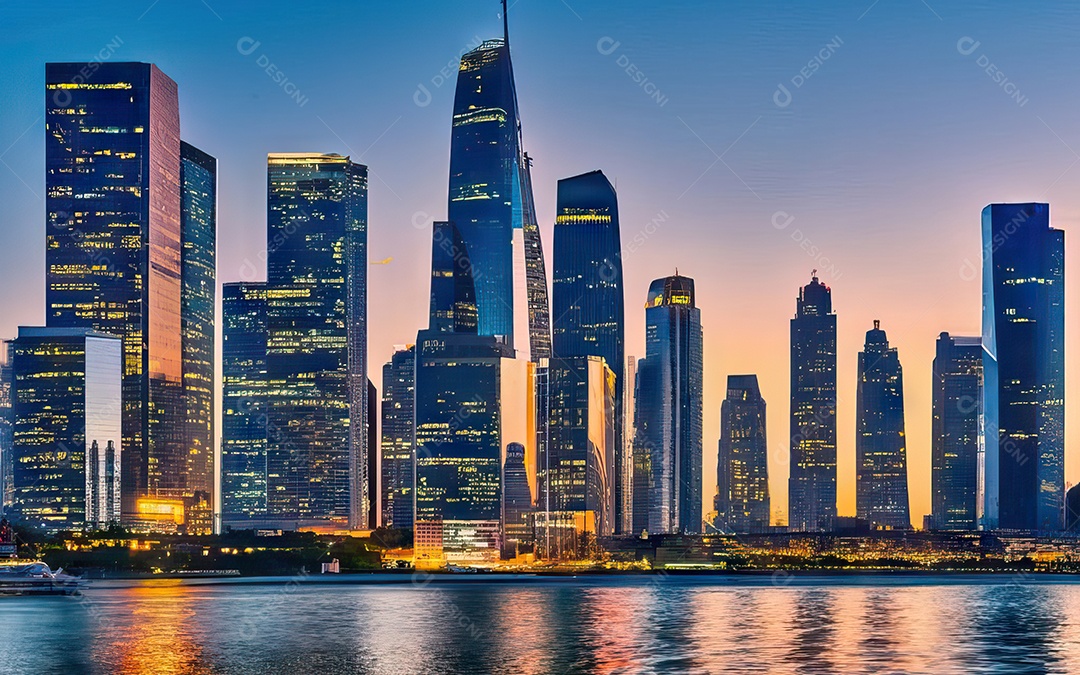 Cidade com arranha céus escala generativa de baixa resolução