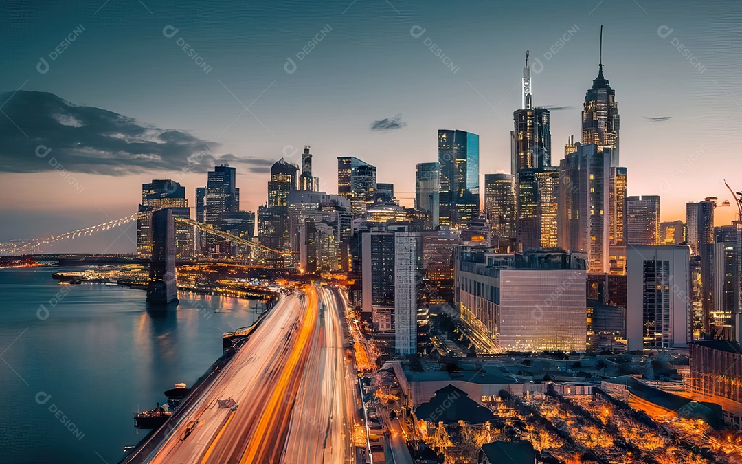 Cidade com arranha céus escala generativa de baixa resolução