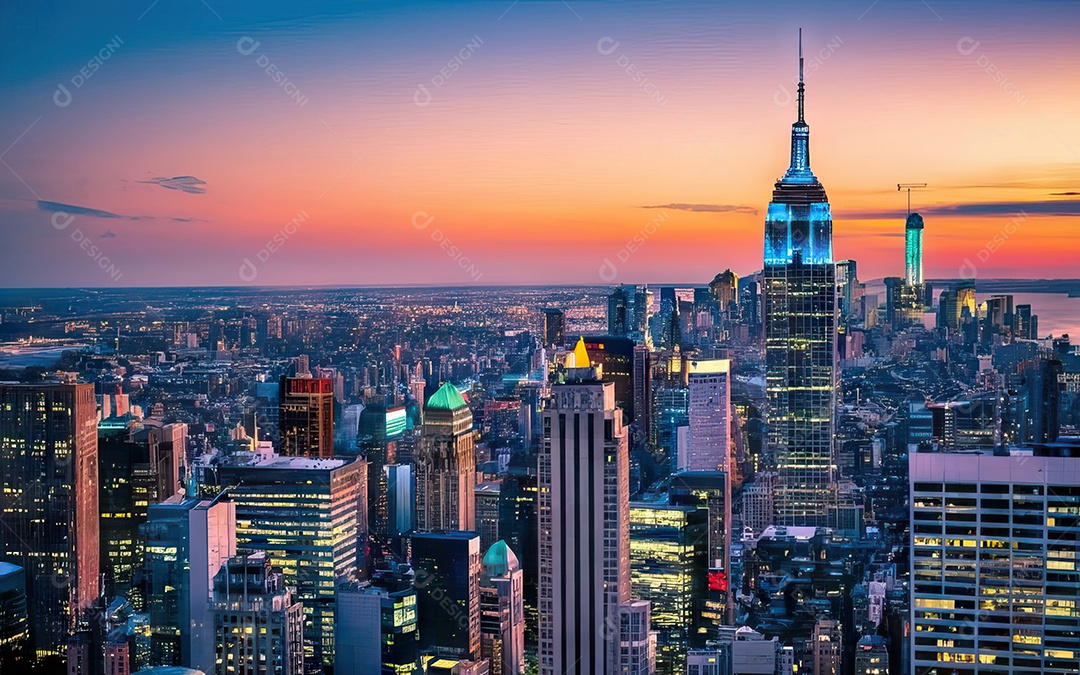 Cidade com arranha céus escala generativa de baixa resolução