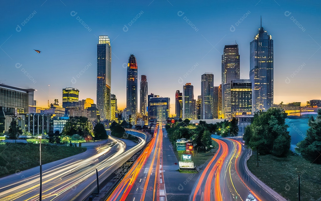 Cidade com arranha céus escala generativa de baixa resolução