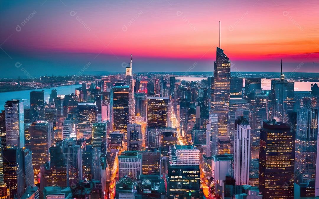 Cidade com arranha céus escala generativa de baixa resolução