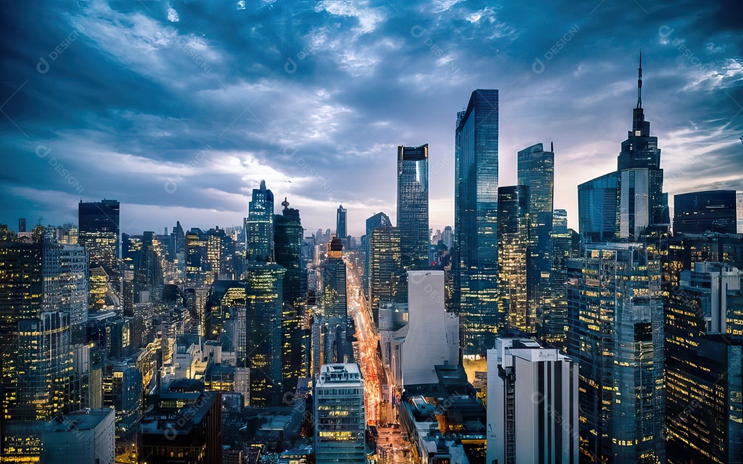 Cidade com arranha céus escala generativa de baixa resolução