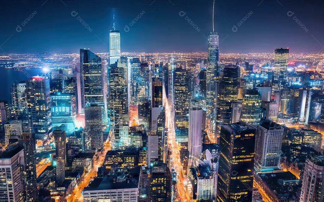 Cidade com arranha céus escala generativa de baixa resolução