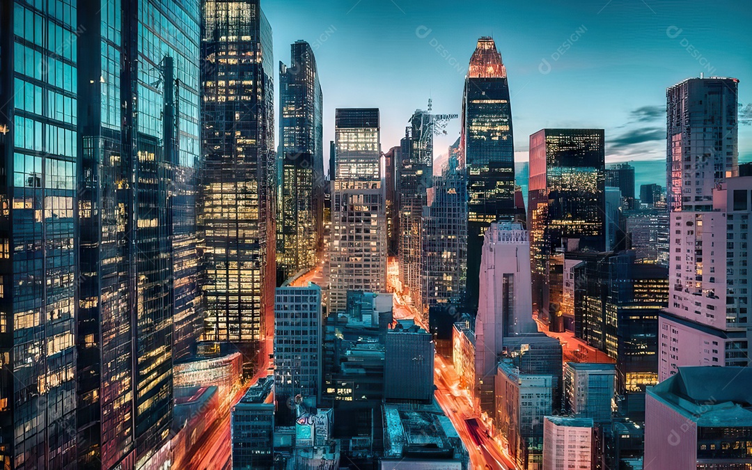 Cidade com arranha céus escala generativa de baixa resolução