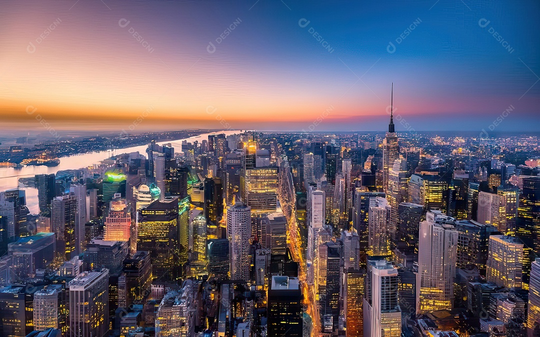 Cidade com arranha céus escala generativa de baixa resolução