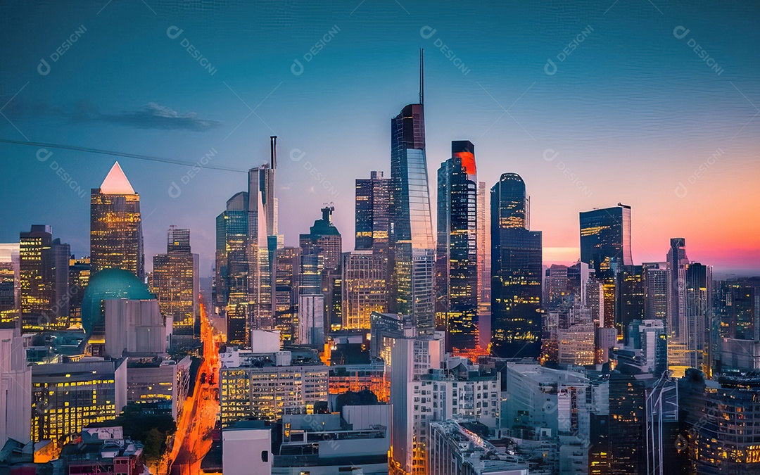 Cidade com arranha céus escala generativa de baixa resolução