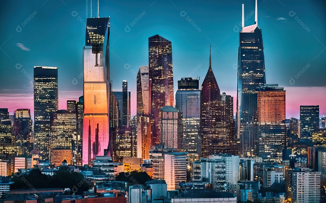 Cidade com arranha céus escala generativa de baixa resolução