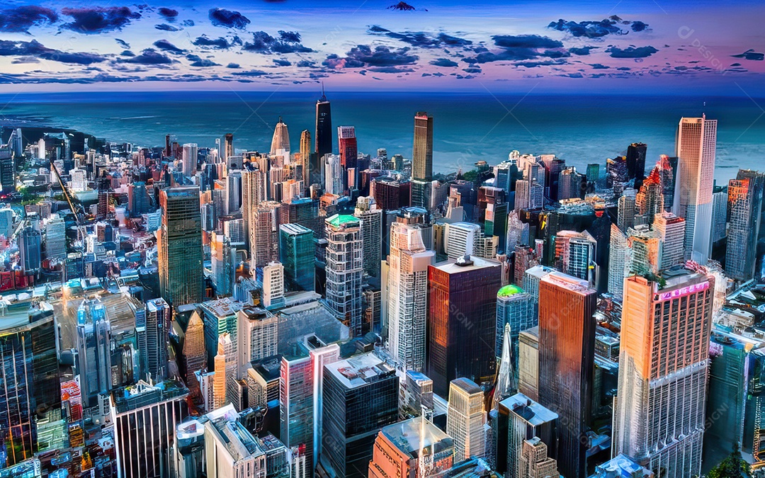 Cidade com arranha céus escala generativa de baixa resolução