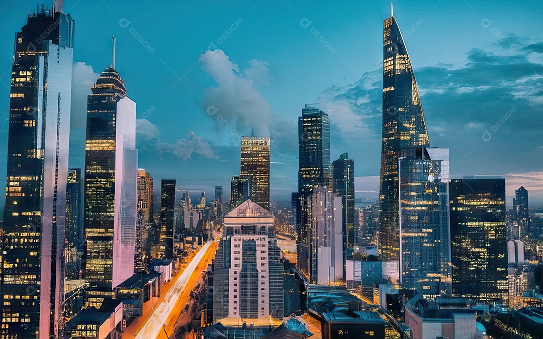 Cidade com arranha céus escala generativa de baixa resolução