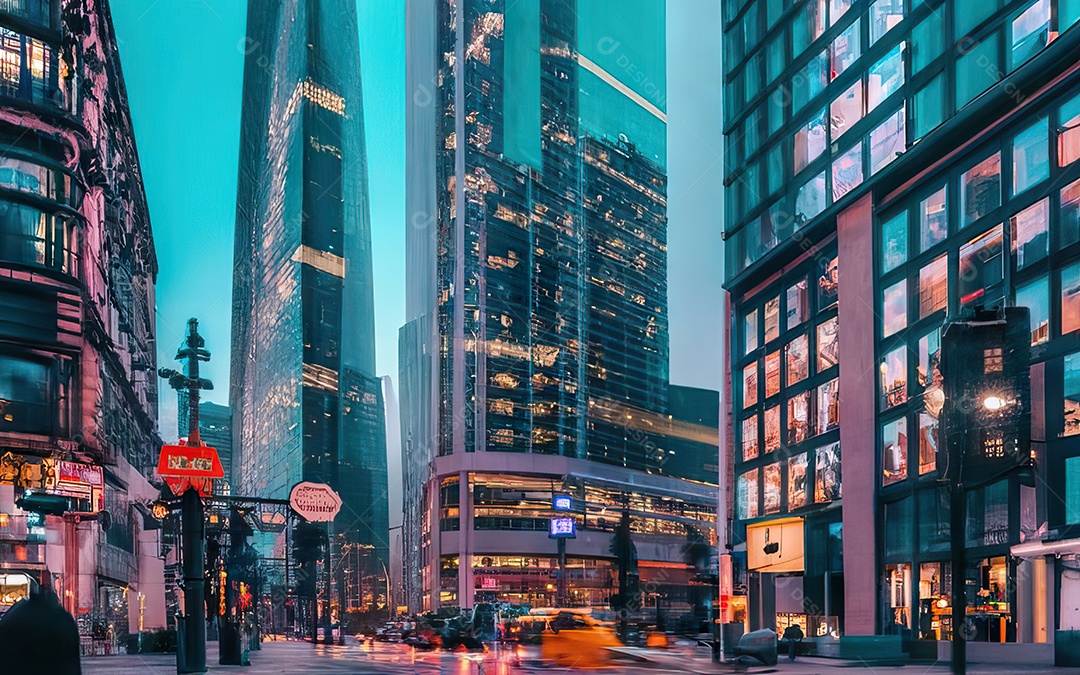 Cidade com arranha céus escala generativa de baixa resolução