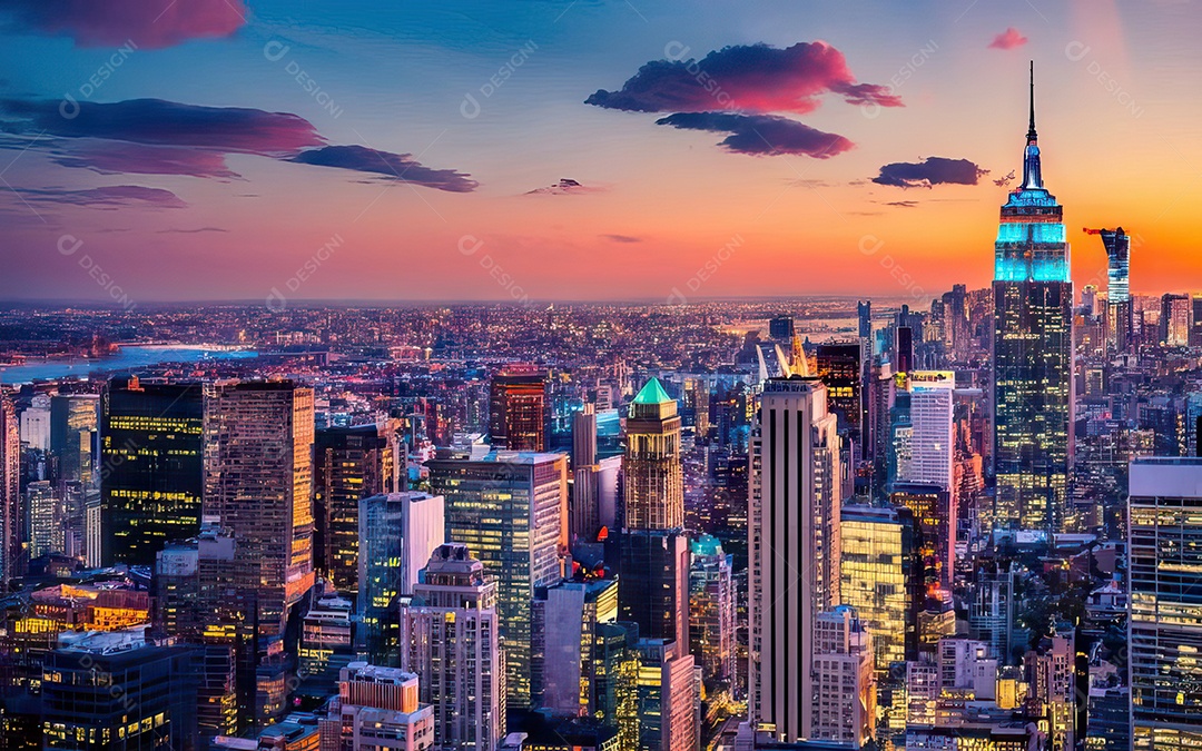 Cidade com arranha céus escala generativa de baixa resolução