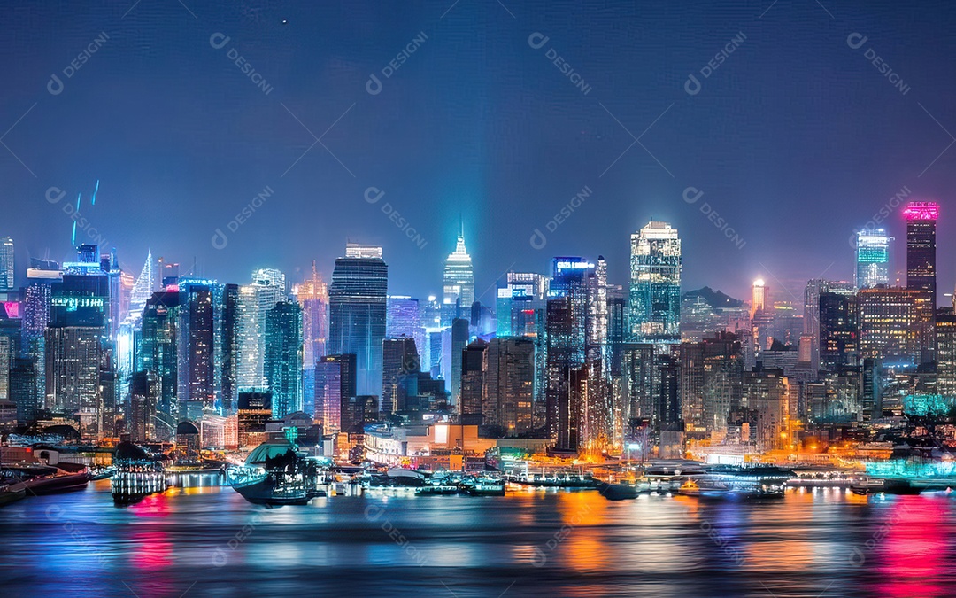 Cidade com arranha céus escala generativa de baixa resolução