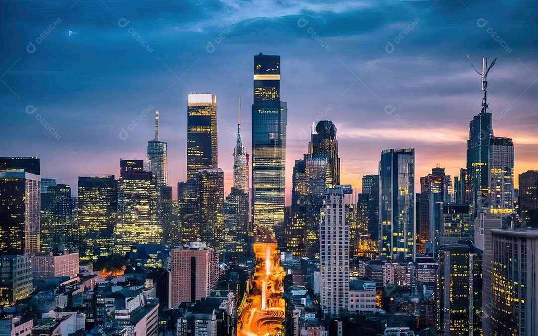 Cidade com arranha céus escala generativa de baixa resolução