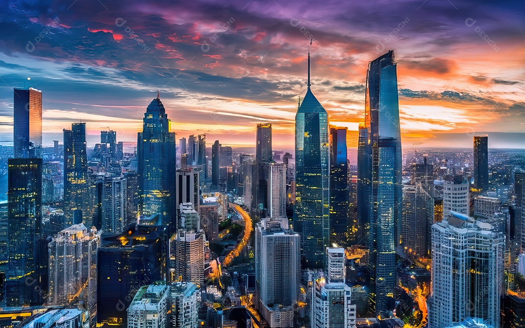 Cidade com arranha céus escala generativa de baixa resolução