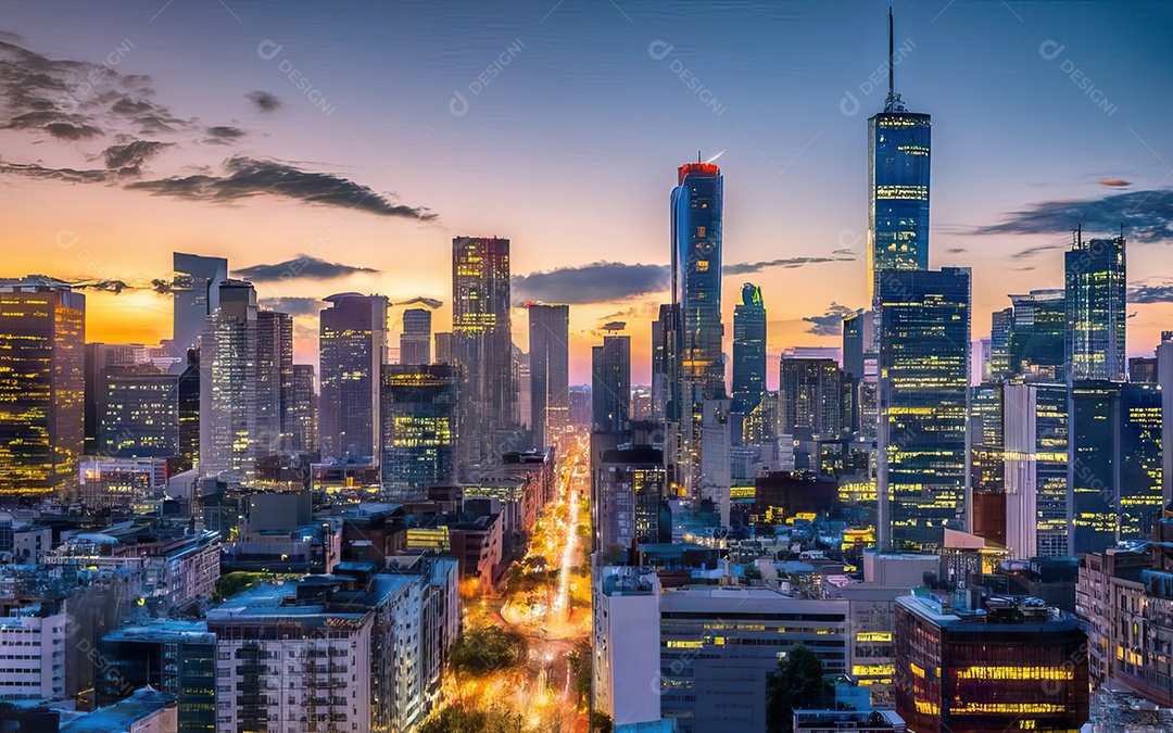 Cidade com arranha céus escala generativa de baixa resolução