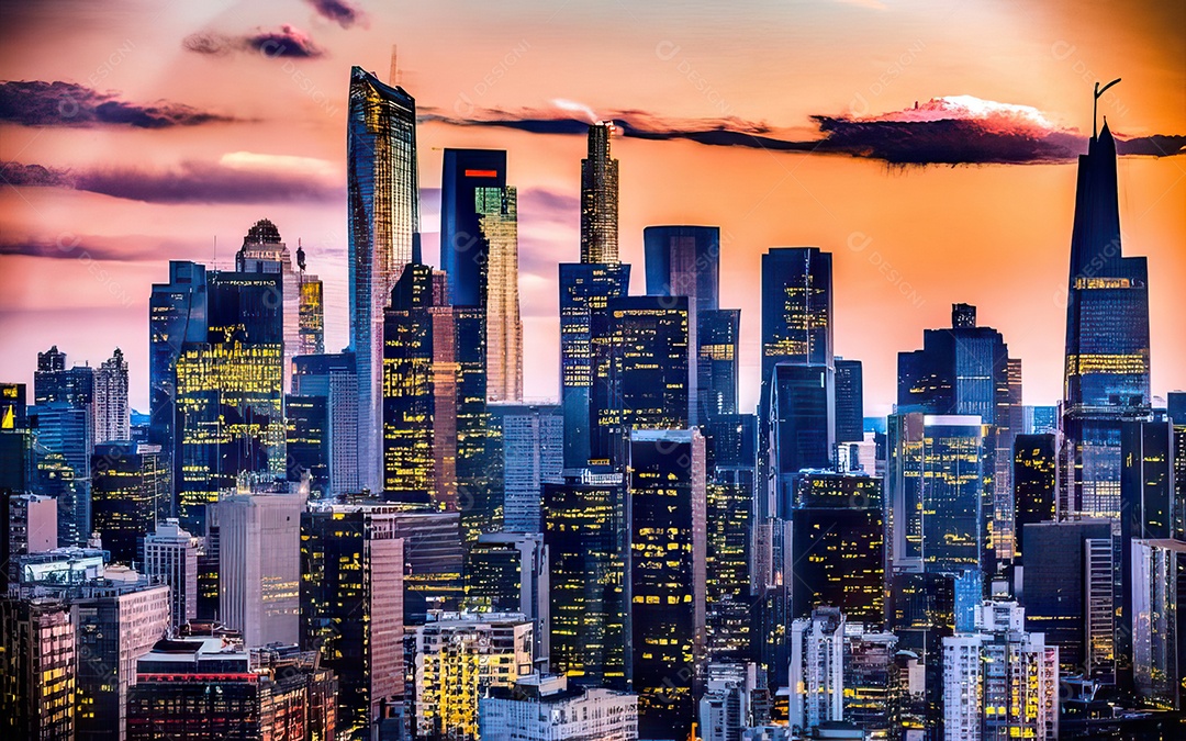 Cidade com arranha céus escala generativa de baixa resolução