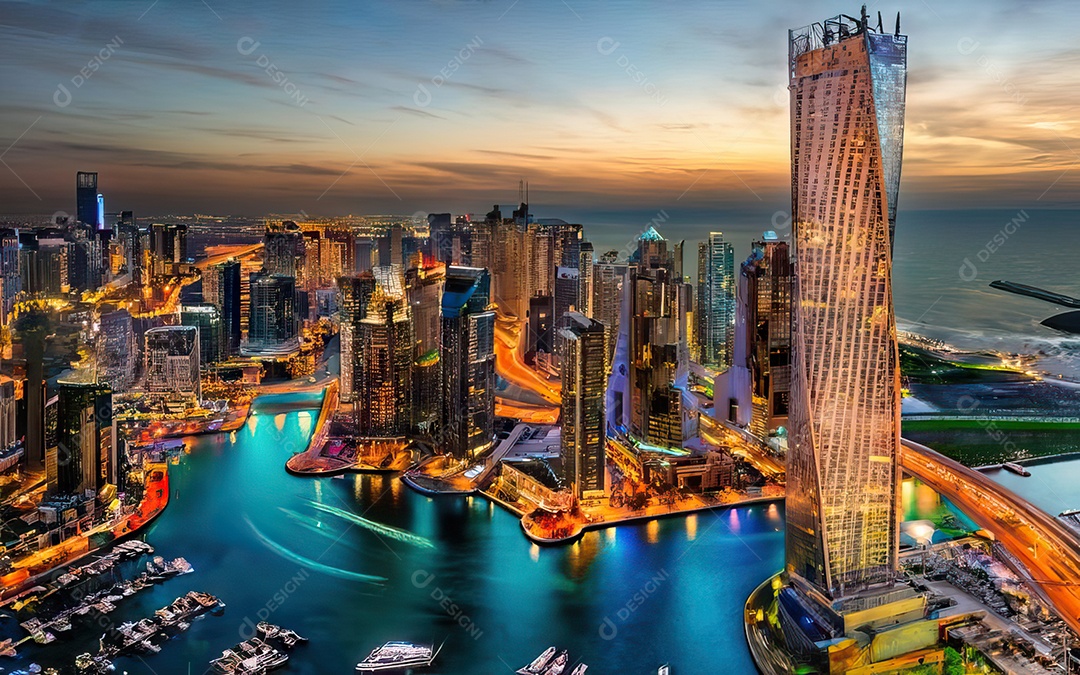 Cidade com arranha céus escala generativa de baixa resolução