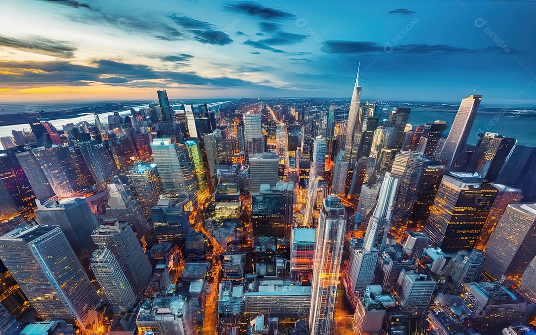 Cidade com arranha céus escala generativa de baixa resolução