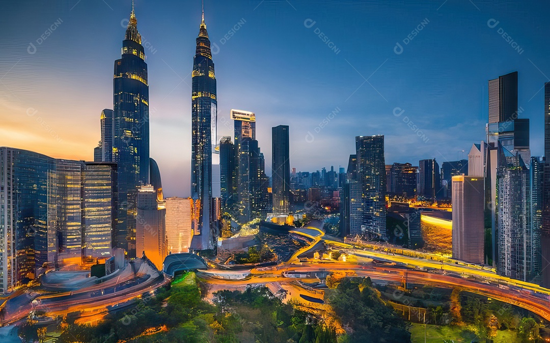 Cidade com arranha céus escala generativa de baixa resolução