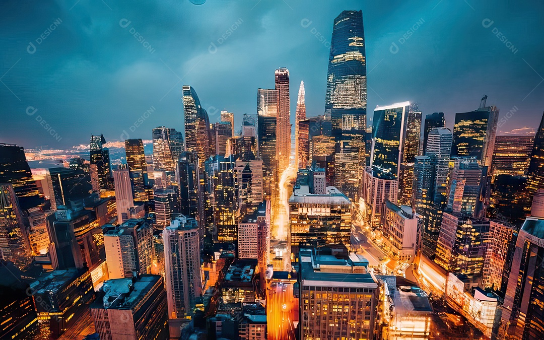 Cidade com arranha céus escala generativa de baixa resolução