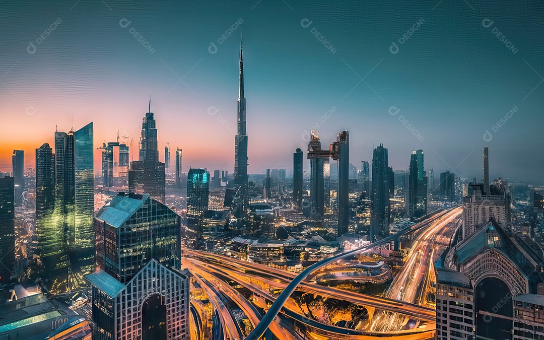 Cidade com arranha céus escala generativa de baixa resolução